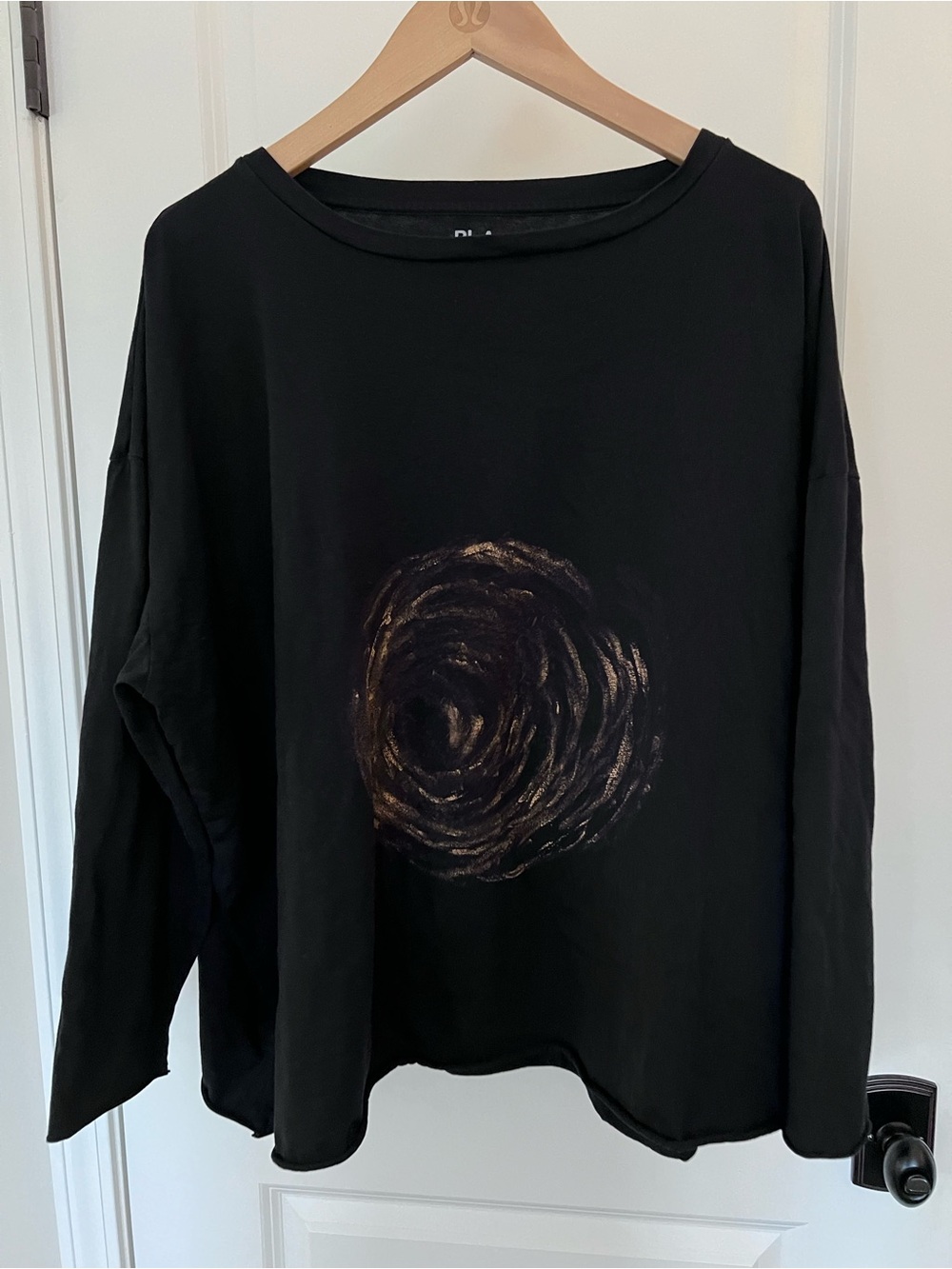 Planet by Lauren G Long Sleeve Pima Cotton Tee Black One Size EUC